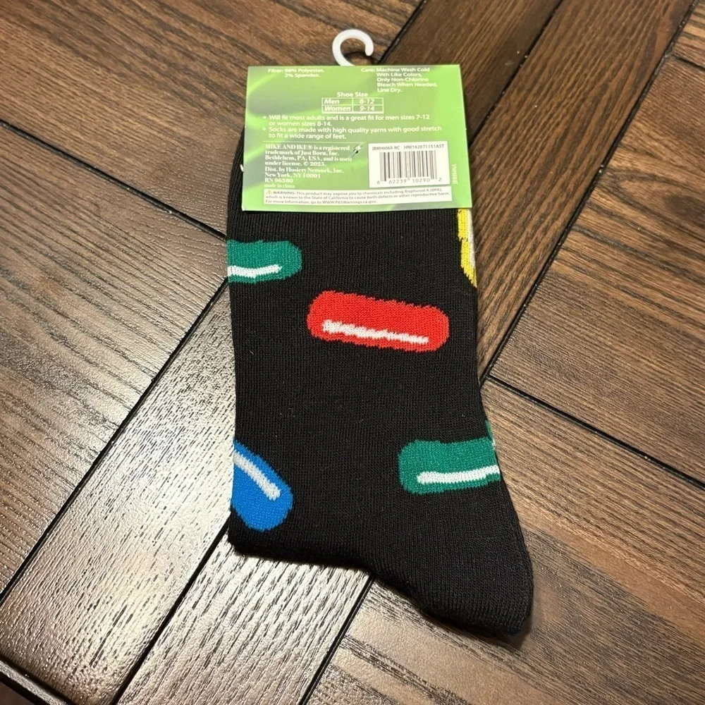 3/$20 Mike and Ike Candy Novelty Socks Food Snack Crew Mens Womens NWT